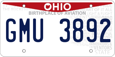 OH license plate GMU3892