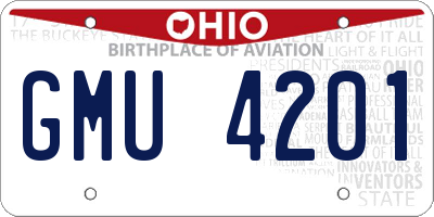 OH license plate GMU4201