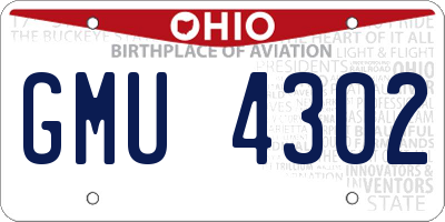 OH license plate GMU4302