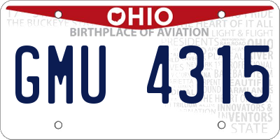 OH license plate GMU4315