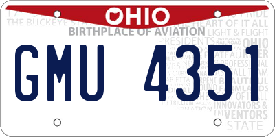OH license plate GMU4351