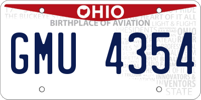 OH license plate GMU4354
