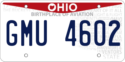 OH license plate GMU4602
