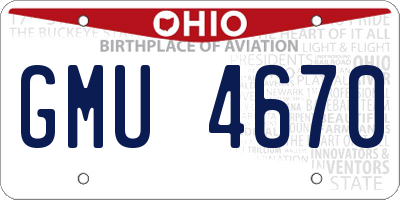 OH license plate GMU4670