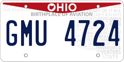 OH license plate GMU4724