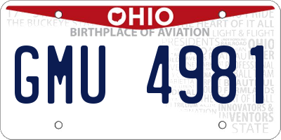 OH license plate GMU4981