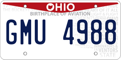 OH license plate GMU4988