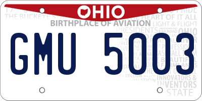 OH license plate GMU5003