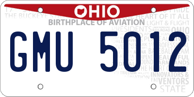 OH license plate GMU5012