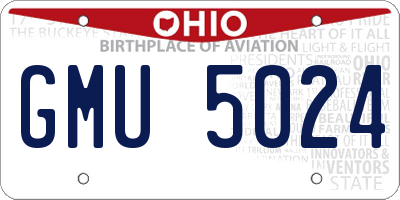 OH license plate GMU5024