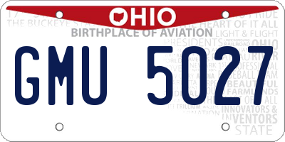 OH license plate GMU5027
