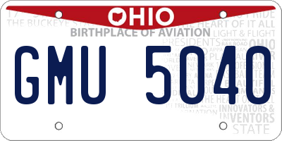 OH license plate GMU5040