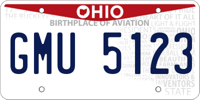OH license plate GMU5123