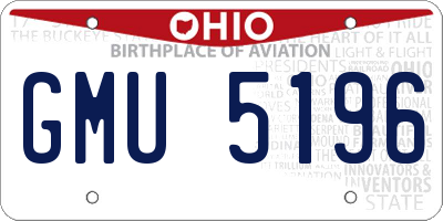 OH license plate GMU5196