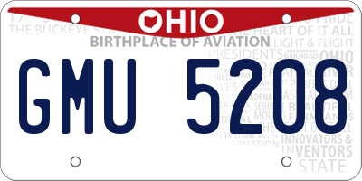 OH license plate GMU5208
