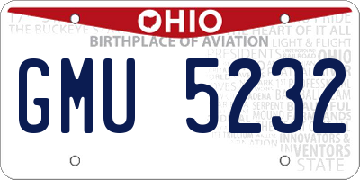 OH license plate GMU5232