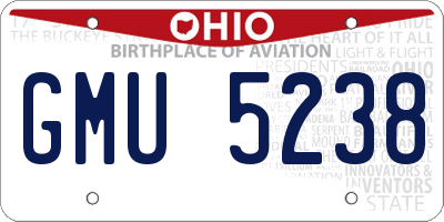 OH license plate GMU5238