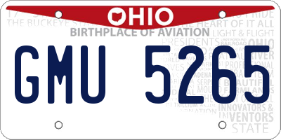 OH license plate GMU5265
