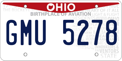 OH license plate GMU5278