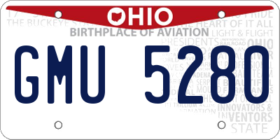 OH license plate GMU5280