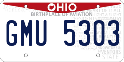 OH license plate GMU5303