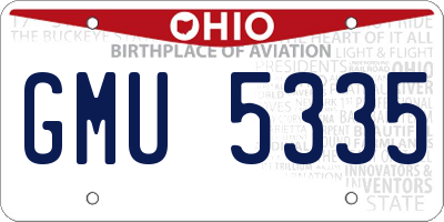 OH license plate GMU5335