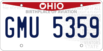 OH license plate GMU5359