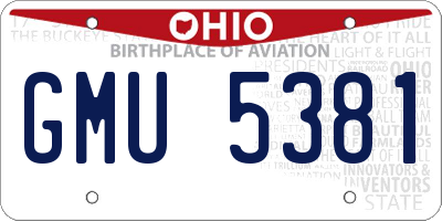 OH license plate GMU5381