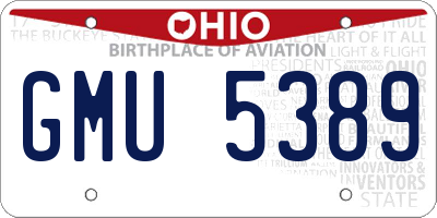 OH license plate GMU5389