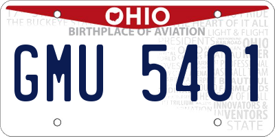 OH license plate GMU5401