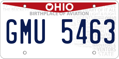 OH license plate GMU5463