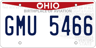 OH license plate GMU5466