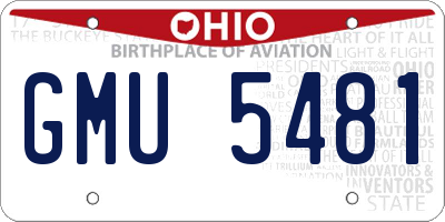 OH license plate GMU5481