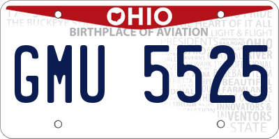 OH license plate GMU5525