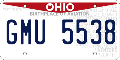 OH license plate GMU5538