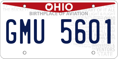 OH license plate GMU5601