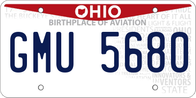 OH license plate GMU5680