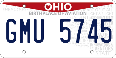 OH license plate GMU5745