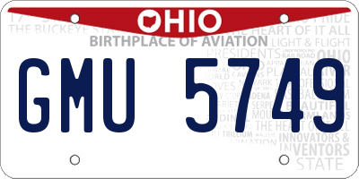 OH license plate GMU5749