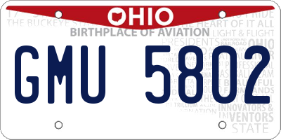 OH license plate GMU5802