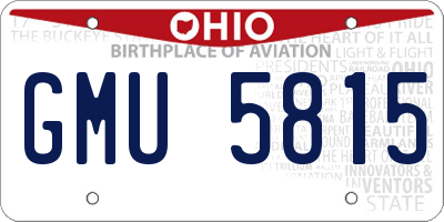 OH license plate GMU5815