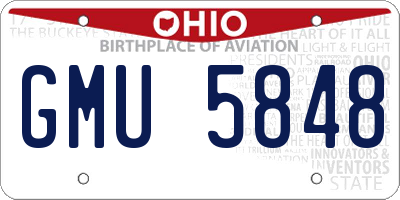 OH license plate GMU5848