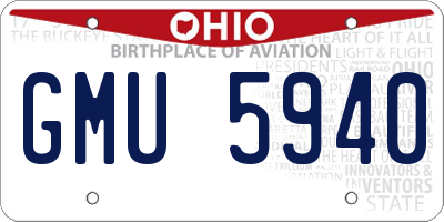 OH license plate GMU5940