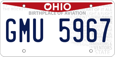 OH license plate GMU5967