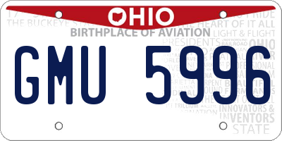 OH license plate GMU5996