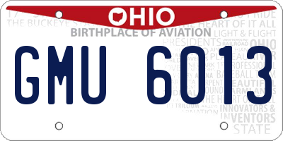 OH license plate GMU6013