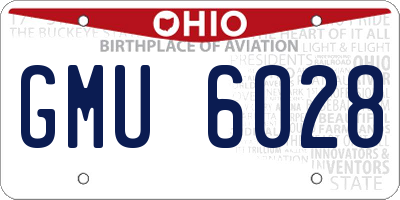 OH license plate GMU6028