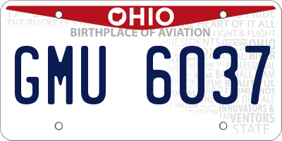 OH license plate GMU6037