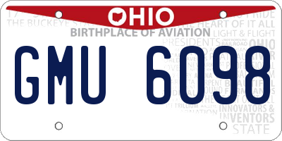 OH license plate GMU6098