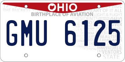 OH license plate GMU6125